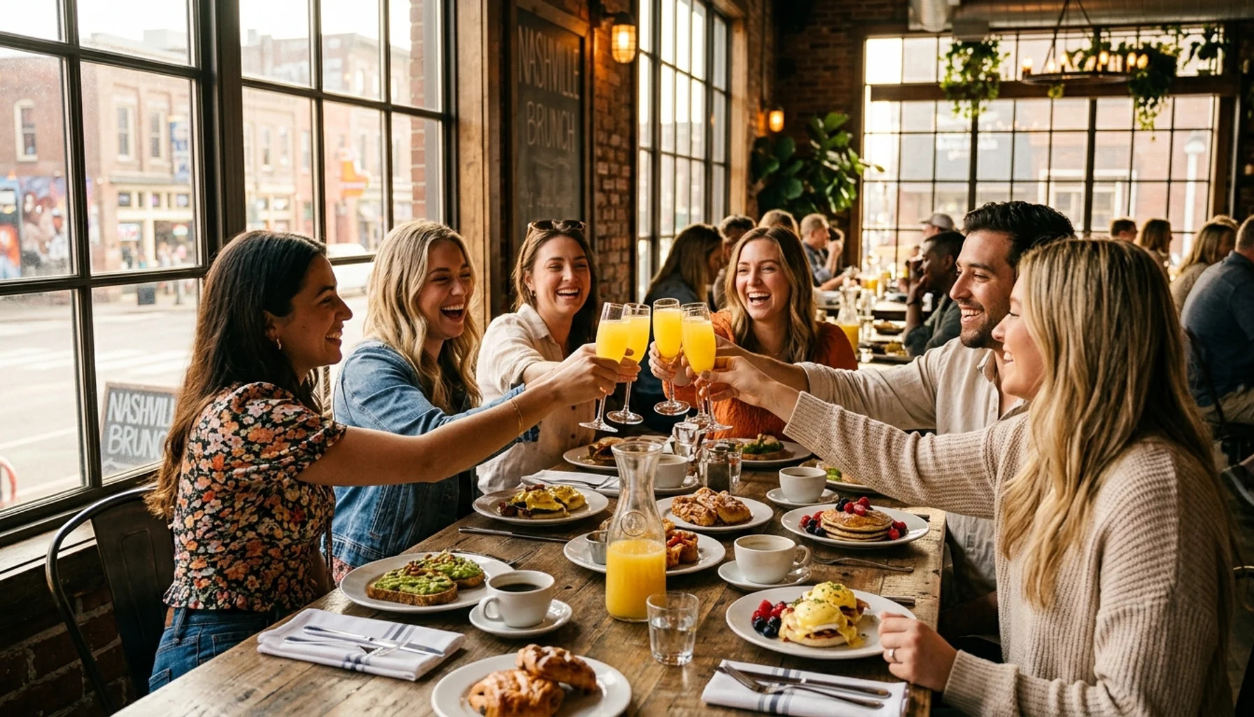 Friends celebrating brunch in Nashville